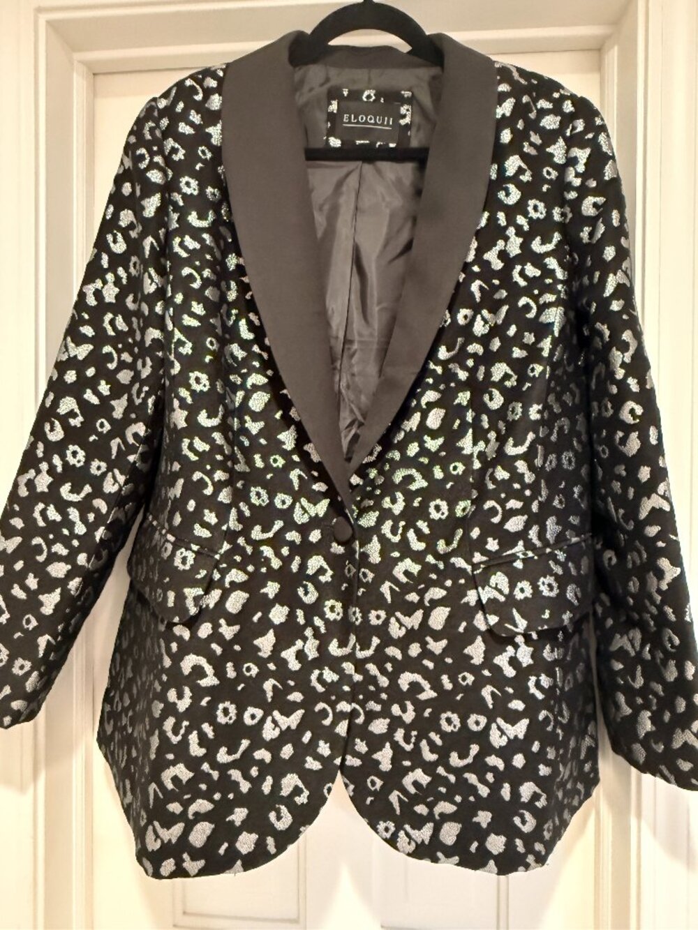 ELOQUII Metallic Animal-Print Blazer